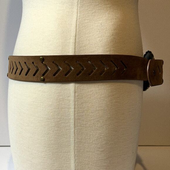 Gem Jewel Embellished Boho Prairie Belt Large Showy Buckle Size 11 42" Long - Picture 3 of 8